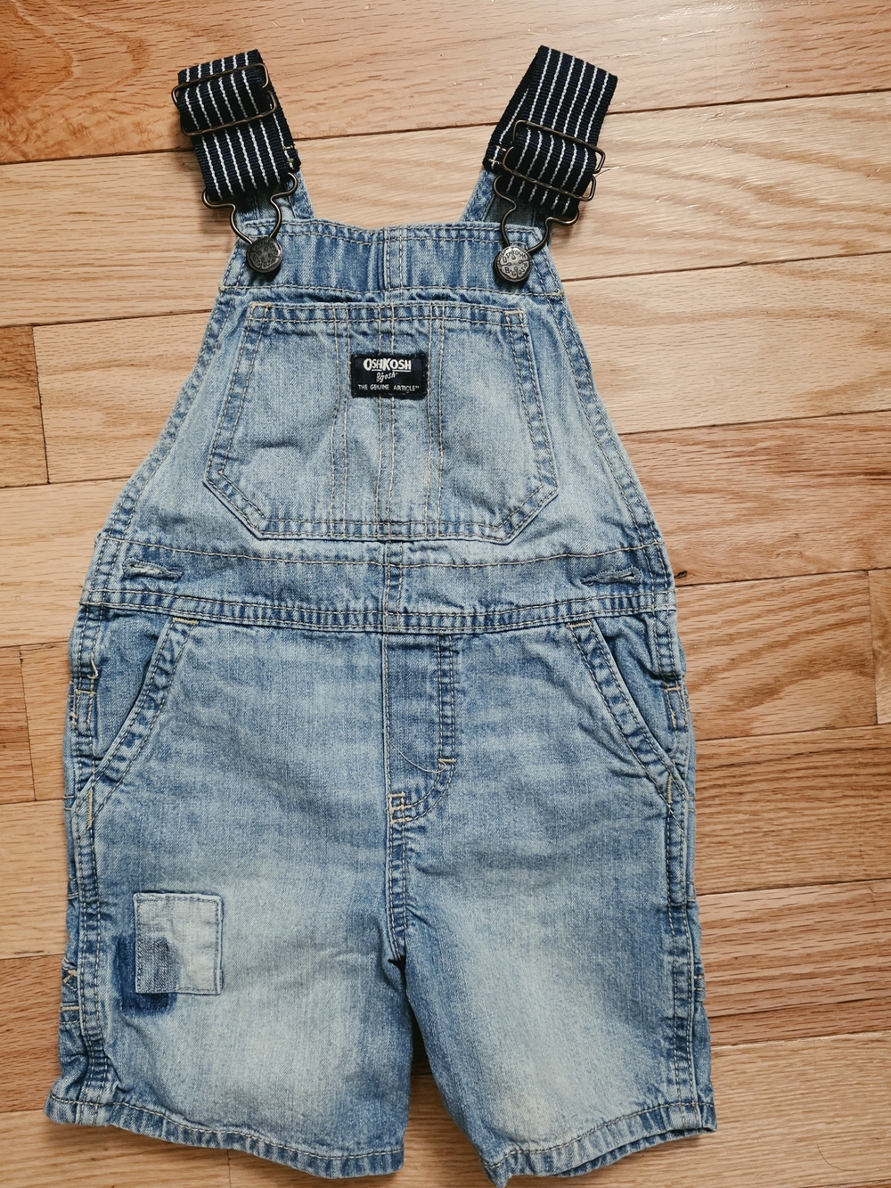 OshKosh B'gosh Light Blue Denim Shortalls with Striped Straps